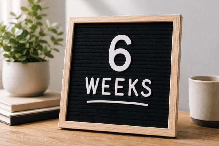 Felt letter board reading "6 Weeks," symbolizing the timeline to hire a platform pm